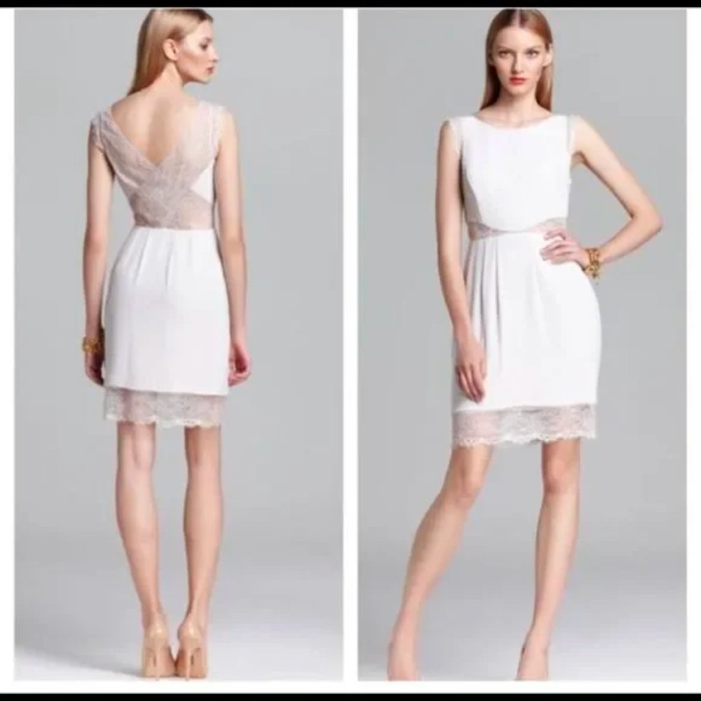 BCBG Maxazria Cream Maud Lace Back Mini Dress - Size 4, Worn Once